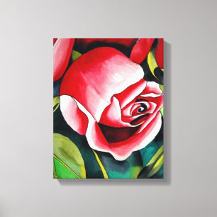 Pink Rosebud watercolor painting art flower Canvas Print