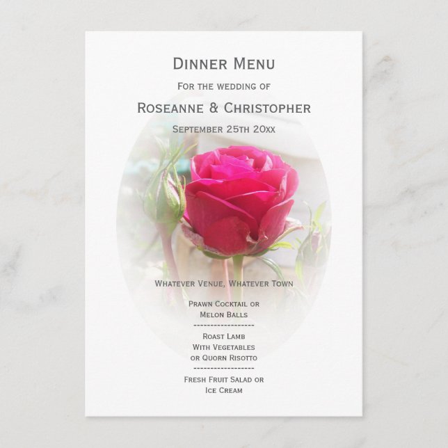 Pink Rosebud Wedding Menu (Front)