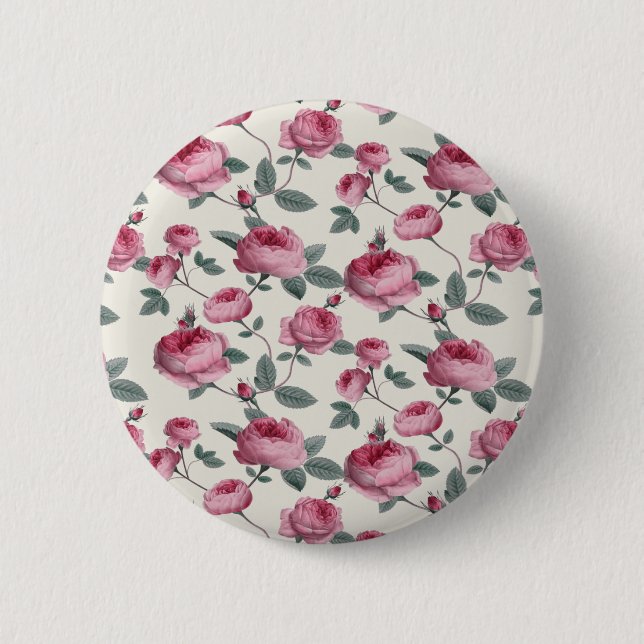 Pink Roses 2 Inch Round Button (Front)
