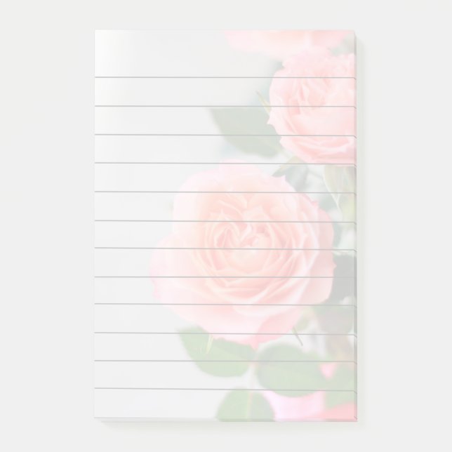 Pink Roses 4x6 post it notes pad (Front)