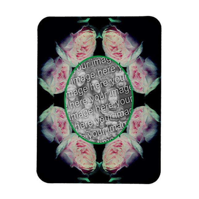 Pink Roses Abstract Frame Add Your Photo Magnet (Vertical)