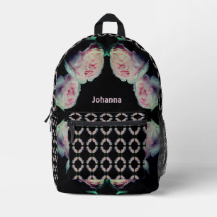 Pink Roses Abstract Personalized Printed Backpack