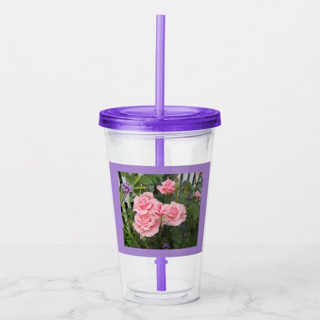 Pink Roses Acrylic Tumbler (Front)