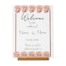 Pink roses acrylic wedding sign