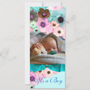 PINK ROSES  AND BLUE BOW PHOTO TEMPLATE MONOGRAM