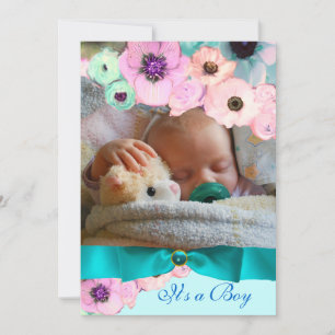 PINK ROSES AND BLUE BOW PHOTO TEMPLATE MONOGRAM