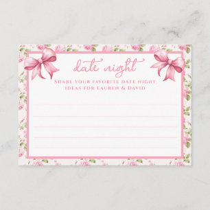 Pink Roses and Bows Coquette Date Night Cards