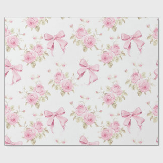 Pink Roses and Bows Gift Wrap