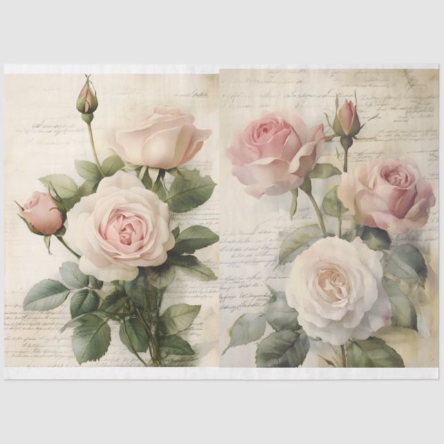 Pink Roses and Ephemera Tissue Paper (Front)
