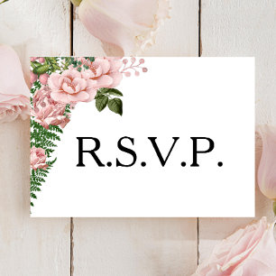 Pink Roses and Ferns Wedding RSVP