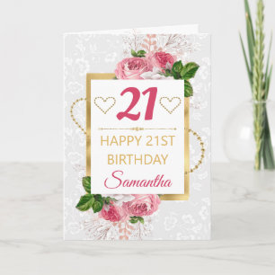 Pink Roses and Gold Foil Birthday Card