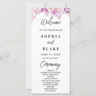 Pink Roses and Green Greenery Wedding Program