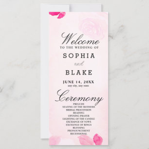 Pink Roses and Greenery Pink Wedding Program