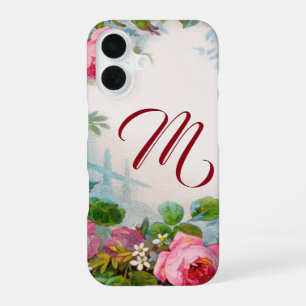 PINK ROSES AND JASMINES FLORAL MONOGRAM iPhone 16 CASE
