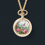 PINK ROSES AND JASMINES,FLORAL MONOGRAM WATCH<br><div class="desc">Elegant , colourful,  romantic vintage style floral design
Red, pink roses, green leaves, white jasmines  by BALDESIGN3D.</div>