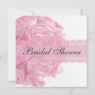 Pink Roses and Lace Bridal Shower Invitation