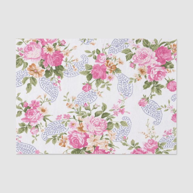 Pink Roses and Paisley Tissue Paper (Front)
