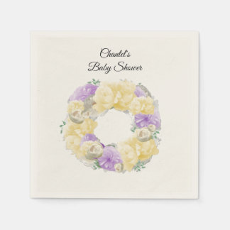 Pink Roses and Peonies Baby Shower Paper Napkins