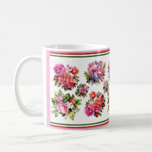 Pink Roses and Peonies Bouquets Coffee Mug