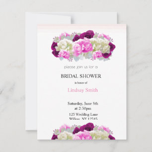  Pink Roses and Peony Bridal Shower Invitation