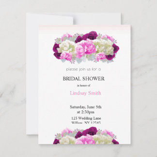 Pink Roses and Peony Bridal Shower Invitation