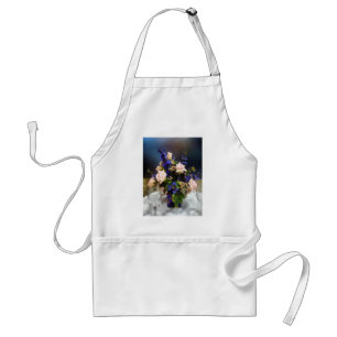 Pink Roses and Purple Delphinium Standard Apron