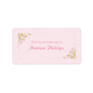 Pink Roses and Ribbons Bookplates Label