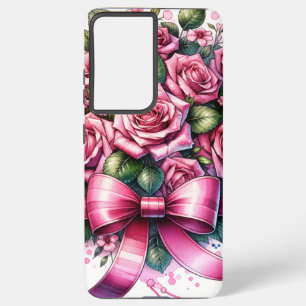 : Pink Roses and Ribbons Phone Case 