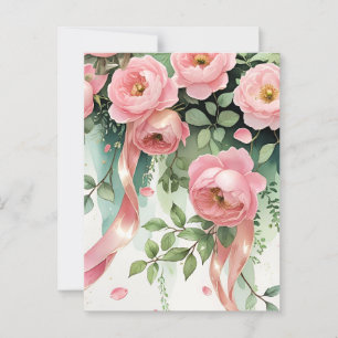 Pink Roses and Ribbons Postcard