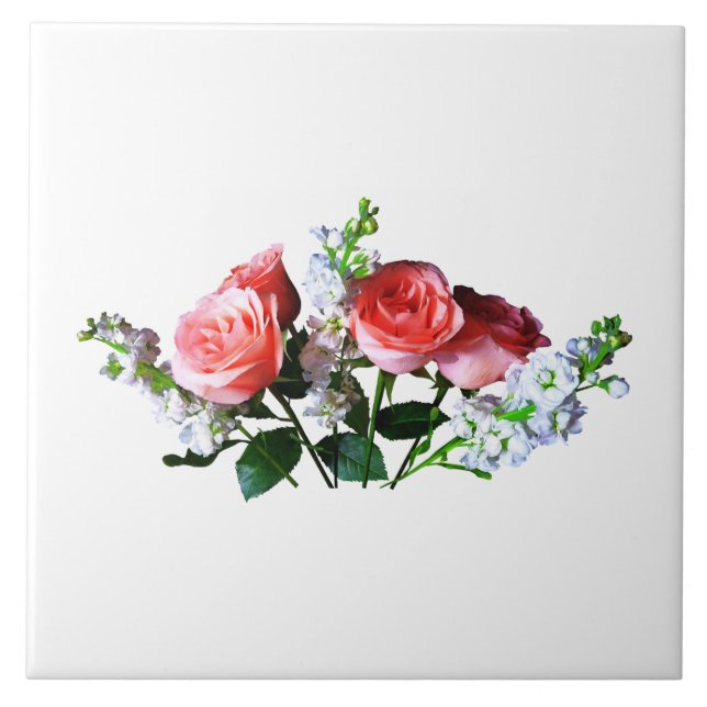 Pink Roses and Snapdragons Tile (Front)