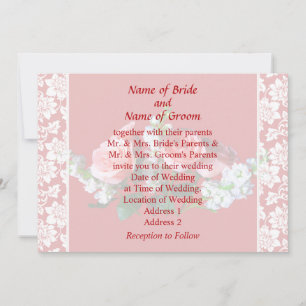 Pink Roses and Snapdragons Wedding Invitation Set