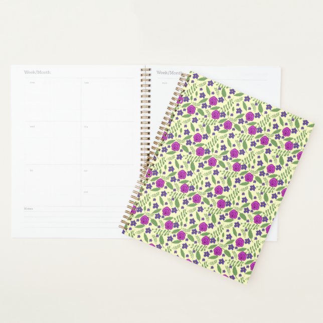 Pink roses and violets repeat surface pattern planner (Display)
