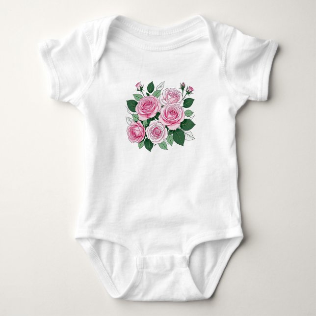 Pink Roses Baby Bodysuit (Front)