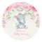 Pink Roses Baby Elephant Thank You Sticker Favours