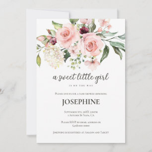 Pink Roses Baby Shower Invitation