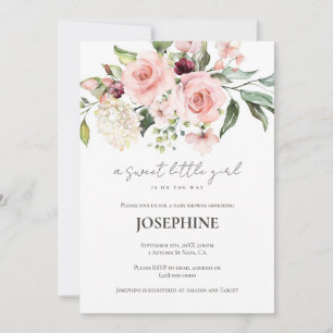Pink Roses Baby Shower Invitation