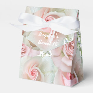 Pink Roses & Baby's Breath ANY COLOR Favour Boxes
