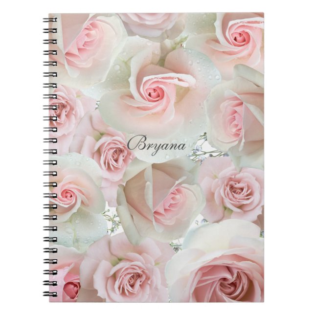Pink Roses & Baby's Breath ANY COLOR Notebook (Front)