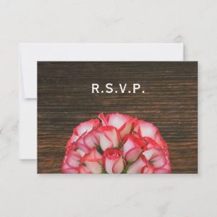 Pink Roses & Barnwood Rustic Wedding RSVP