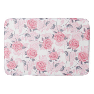 Pink roses bath mat