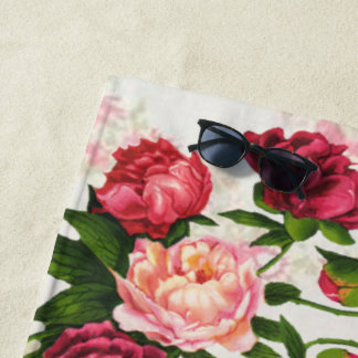 Pink Roses Beach Towel