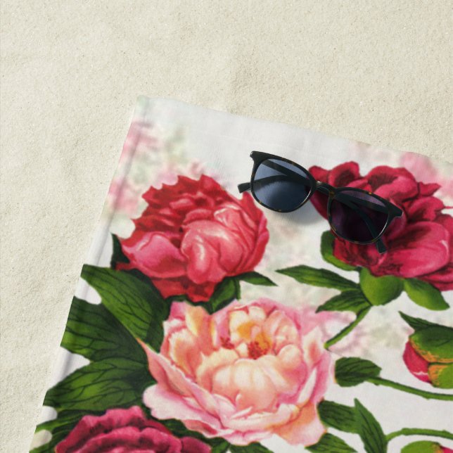 Pink Roses Beach Towel (In Situ)