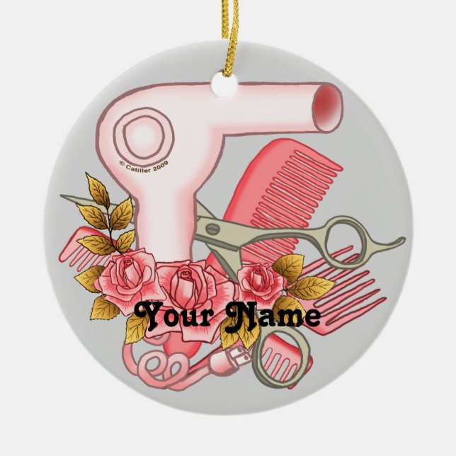 Pink Roses Beautician  ornament  (Front)