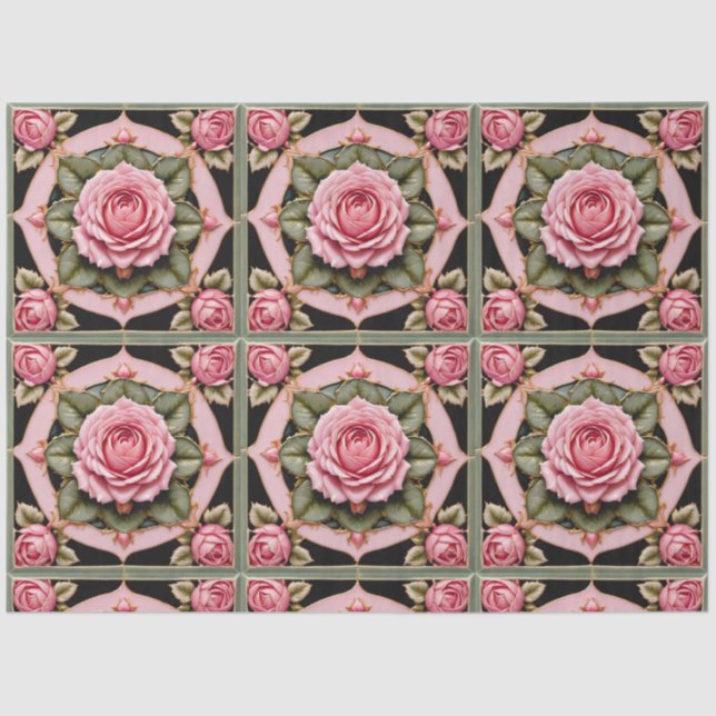 Pink Roses Beautiful Trendy Collection Tissue Paper (Front)