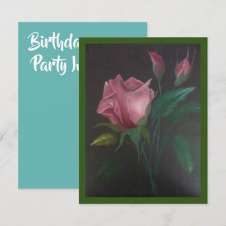 Pink Roses Birthday Party Invitation