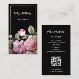 Pink Roses Black Business Card