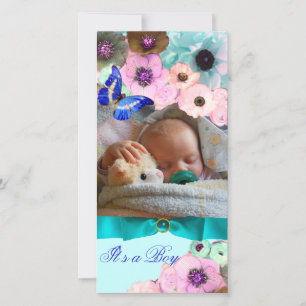 PINK ROSES ,BLUE BUTTERFLY NEW BABY PHOTO TEMPLATE