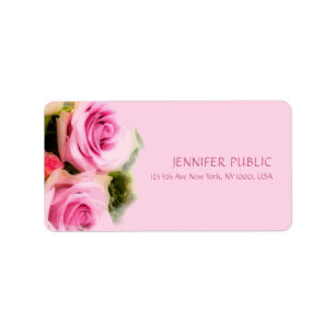 Pink Roses Bouquet Elegant Floral Art Flowers Label