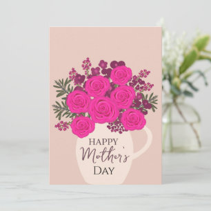 Pink Roses Bouquet – Elegant Mother’s Day Floral Thank You Card