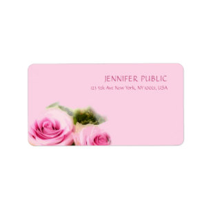 Pink Roses Bouquet Floral Art Flowers Elegant Label